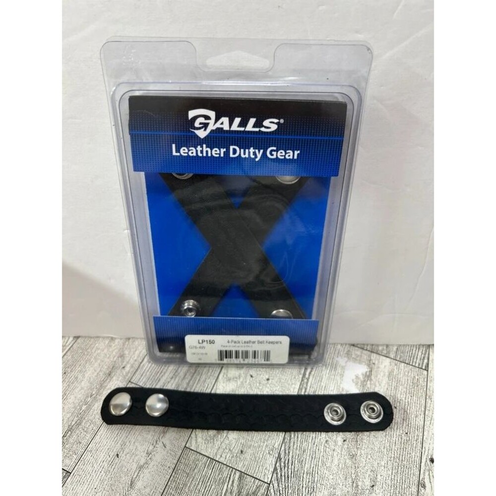 New Galls LP150 Leather Duty Belt Keepers - 4 Pack Black with Chrome Snaps